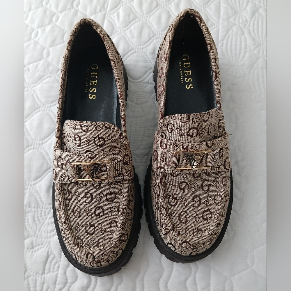 GUESS Monogram Loafers in Brown